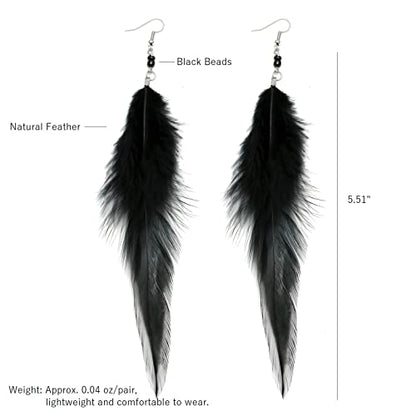 RUOFFETA Long Feather Earrings for Women, Boho Bohemian Earrings Multicolor Tassel Handmade Feather Earrings for Women Dangling - style: Style M
