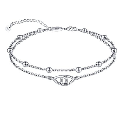 Anklet for Women S925 Sterling Silver Adjustable Foot Charm Ankle Bracelet Anklets Jewelry 9.5-10.5 Inches - color: 7# Infinity Anklet