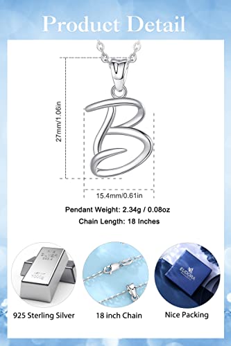 EUDORA Sterling Silver Initial Necklaces for Women, Classic 26 Letter Neckless Gifts for Girls, Sister, Mother Daughter, 18 inch Chain - style: B