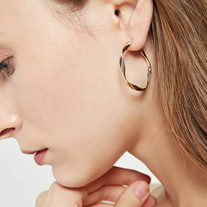 Rose/White/18k Gold Plated Hoop Earrings Lightweight Hoop Earrings For Women Loop Earrings 1in 2in - color: Yellow Gold, size: 30mm