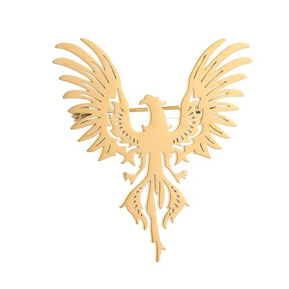 Large-sized Gold Color Phoenix Bird Brooch Wolf and Lion Brooch and Pin - style: Phoenix
