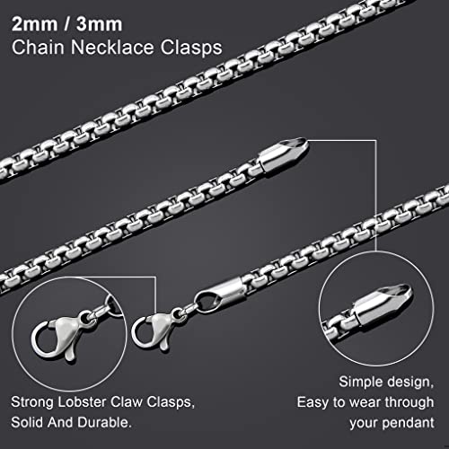 Square Rolo Chain Necklace Stainless Steel Round Box Necklace for Men Women/2mm-7mm/16Inch-36Inch - color: Stainless Steel-Silver, size: 18 Inches, style: 2 mm width