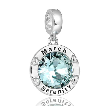 Birthstone Charms for Women Bracelets Birthday Bead Charms fit Pandora Bracelets Mothers Day Gifts for Women - color: 03-March(Aquamarine)