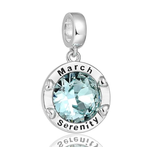 Birthstone Charms for Women Bracelets Birthday Bead Charms fit Pandora Bracelets Mothers Day Gifts for Women - color: 03-March(Aquamarine)