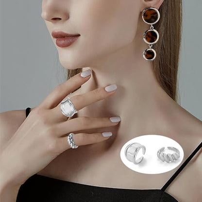 15-25 Pcs Chunky Gold Rings Set for Women, Stackable Finger Midi Rings, Dainty Gold Stacking Statement Womens ring pack - color: Silver-15Pcs