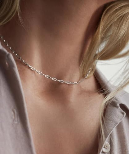 CONRAN KREMIX Waterproof Gold Necklace Layered Necklaces for Women Non Tarnish,14k Gold Plated Stainless Steel Dainty Stack Thin Chain Necklace Set for Women Gifts Jewelry - color: Silver-07