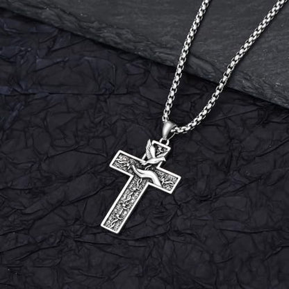 Cross Necklace for Men Women 925 Sterling Silver Cross Pendant Necklace Christian Religious Jewelry Gifts for Anniversary - color: 21-Dove Cross
