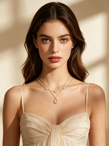 14K Gold A-Z Initial Lette Necklace Star Choker Women Necklace | Personalized Initial Jewelry, Meaningful Name Letter Gift for Women Wife Mom Friend, Perfect Present For Birthday/Anniversary - style: 14K Gold-Q