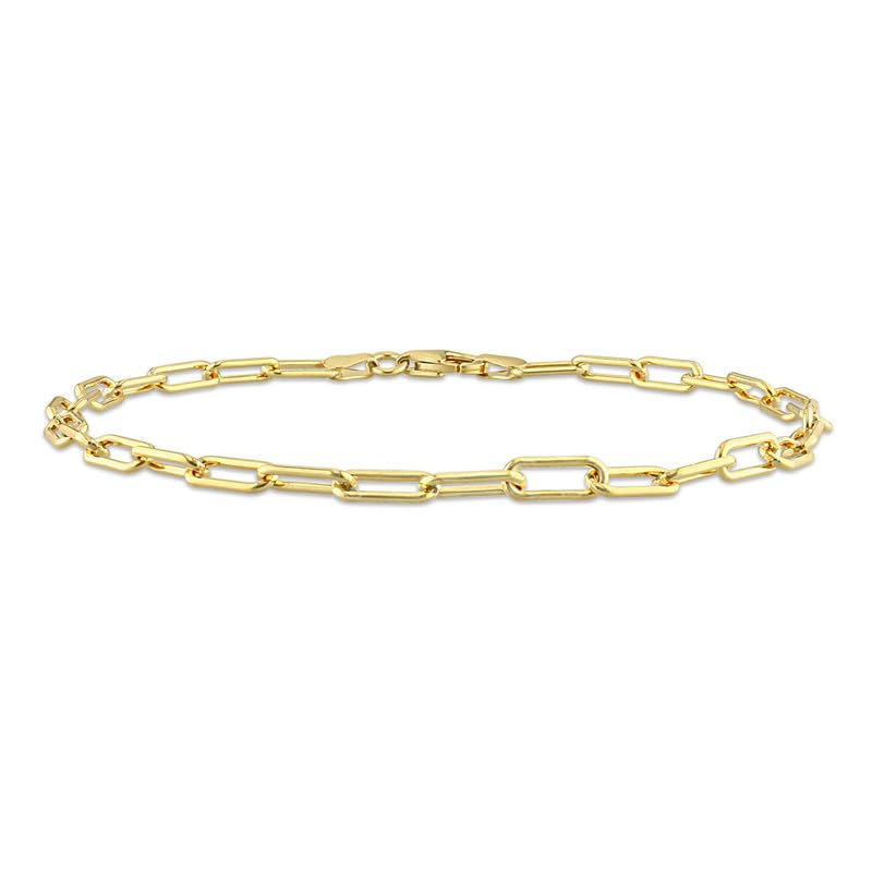 Italian Sterling Silver Paperclip Link Bracelet - Men & Women - 3.5mm, 5mm, 6mm - Available in Sterling Silver, Yellow Gold, Rose Gold - 9 inch, 7.5 inch - color: Yellow, size: 3.5MM