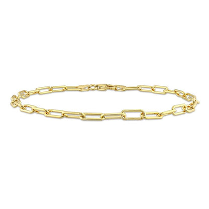 Italian Sterling Silver Paperclip Link Bracelet - Men & Women - 3.5mm, 5mm, 6mm - Available in Sterling Silver, Yellow Gold, Rose Gold - 9 inch, 7.5 inch - color: Yellow, size: 3.5MM