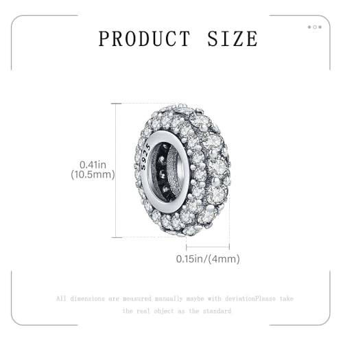 KEQ 925 Silver Spacer Stopper Bead Charms Clearance for Pandora Bracelets Birthstone CZ Always Stopper Birthday Gifts for Mom Grandmom Granddaughter Wife Sisters Friends - color: Silver(2 Pcs)