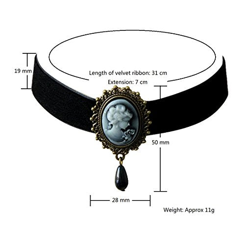 JJTZX Victorian Black Velvet Lace Choker Gothic Lady Cameo Necklace Gift for Her - style: Black Cameo
