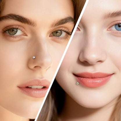 Vsnnsns 48PCS 16G Lip Rings Stainless Steel Tragus Helix Conch Piercing Jewelry Snake Bite Piercing Monroe Lip Rings Labret Medusa Cartilage Lobe Earrings Studs Piercing Jewelry 6MM 8MM 10MM Silver - color: 6MM-Mix Color
