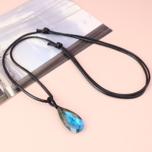 Teardrop Gemstone Necklaces for Women, Healing Crystal Pendant Necklace Birthstone Jewelry for Women - color: Labradorite- faceted