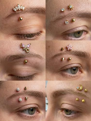 YACHY 11PCS/9PCS 16G Eyebrow Piercing Jewelry for Women Men, Eyebrow Rings Rook Earrings Rook Piercing Jewelry Belly Lip Ring Curved Barbells Eyebrow Piercing Cartilage Daith Helix Tragus Body Piercings - color: 11PCS-8mm-Gold