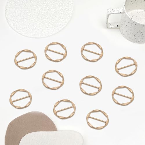 18Pcs Shirt Ties Clips for Women Silk Scarf Ring Clip T-Shirt Buckle Ring Clip Metal Round Circle Clip Clothes Clip - color: Matte Gold