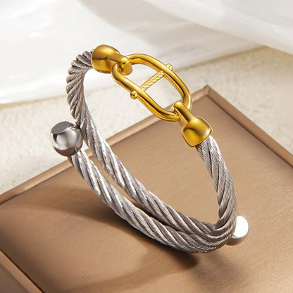 Gold Bracelets for Men Friendship Love Bangle Bracelets Adjustable Stainless Steel Cuff Bracelet Jewelry Birthday Gifts for Mens Womens