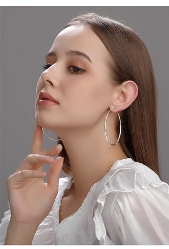 Cocadant Big Gold Hoop Earrings for Women Girls,Dainty 14k Gold Hypoallergenic Rose Gold Silver Hoop Earrings with 925 Sterling Silver Post,Stainless Steel Large Hoop Earrings - style: 60mm-Gold,Silver and Rose gold