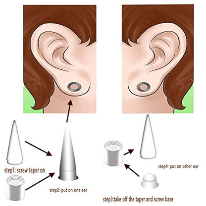 36PCS Ear Gauge Stretching Kit Stainless Steel Double Flare Alloy Tapers 3 In 1 Plugs Set Eyelet 14G-00G - color: (1.6-10mm)-Silver-Flare
