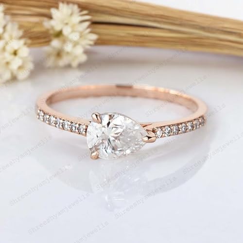 Pear Shaped Engagement Ring VVS1 Clarity Lab Created Diamond 3 Claw Pear Shaped Promise Ring Moissanite Rings for Women Wife Gifts Deliacte Promise Jewelry By SHREESHYAMJEWELLS