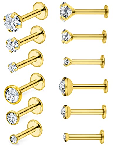 14G Lip Rings Stainless Steel Tragus Helix Conch Piercing Jewelry Snake Bite Piercing Monroe Lip Rings Labret Medusa Cartilage Lobe Earrings Piercing Jewelry Cubic Zirconia 2MM 3MM 4MM - color: 10MM-Gold,2mm/3mm/4mm