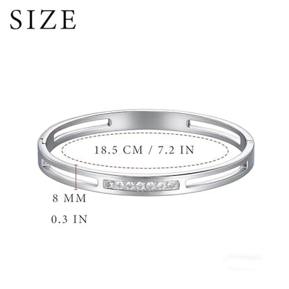 MILAKOO 6/8mm Gold/Silver Color Bangle Hollow Stainless Steel with Rhinestone Bracelets - color: Silver, size: 8mm