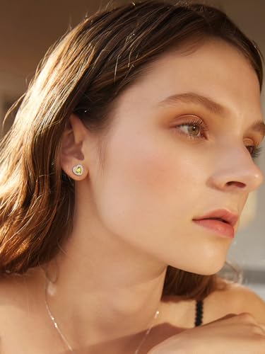 FindChic Birthstone Earrings for Women, Round/Heart/Square/Teardrop Earrings with 925 Sterling Silver Posts & Push Backs, Hypoallergenic Studs with Cubic Zirconia, 12 Months Jewelry with Gift Box - style: 11. November-Yellow Topaz (Heart-Silver)