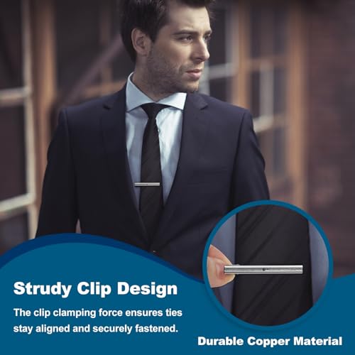 PATIKIL Tie Clip for Men, Rhinestones Necktie Bar Pinch Clips with Black Gift Box for Regular Ties Wedding Business Valentine's Day Father's Day Anniversary - color: Black Gray(Black)