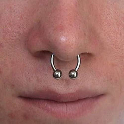 D.Bella 16G 14G Horseshoe Rings Surgical Steel Nose Septum Horseshoe Hoop Earring Eyebrow Tragus Lip Rings Daith Helix Piercing Jewelry for Women Men 6-12mm Smily Piercing Jewelry - color: 16g-silver-rose gold-black