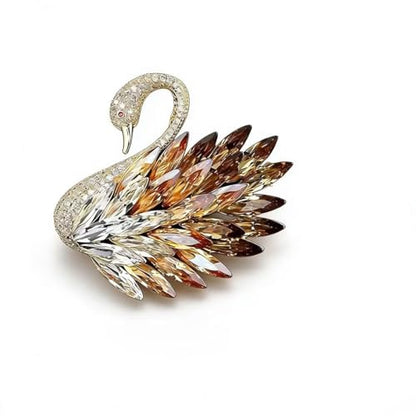Luxury Camellia Flower Brooch, Sparkling Crystal & Rhinestone Pin with Teardrop Pendant for Women, Elegant Statement Jewelry for Wedding, Party, or Daily Wear - style: Moroccan