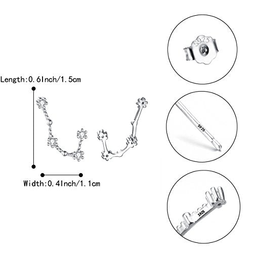 925 Sterling Silver CZ Horoscope Zodiac 12 Constellation Astrology Ear Crawler Post Earrings Gift for Mom Women Mothers Day/Valentines Day/Birthday/Christmas/Anniversary - style: Gemini (May 21 - Jun 20)