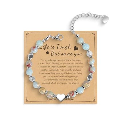 Beaded Bracelet for Women - Inspirational Sometimes You Forget You're Awesome Friendship Jewelry, Dainty Birthday Gift for Best Friends, Mom, Sister, Daughter - style: Life is Tough