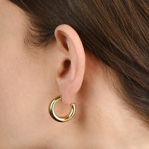 14K Gold Plated Sterling Silver Enamel Color Huggie Hoop Earrings for Women – Wide Range of Vibrant Color Options Available - color: Neon Pink 2pc Bundle