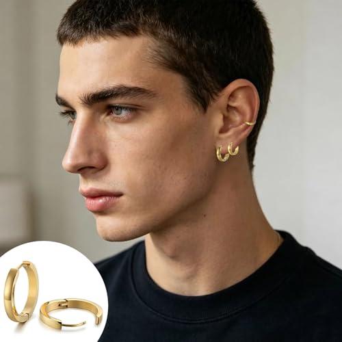 3 Pairs Stainless Steel Hoop Earrings for Men & Women | Minimalist Gold Plated Small Hinged Segment Ring Hypoallergenic Huggie Ear Cartilage Helix Tragus Piercing Jewelry 9/12/14mm