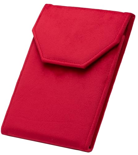Velvet Necklace Jewelry Travel Folder Storage Display Case (Red) - color: Red