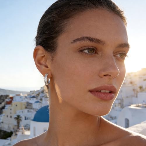 D-Color VVS1 Moissanite Hoop Earrings for Women 925 Sterling Silver Earrings Emerald Cut Pave - style: 925 Sterling Silver-Emerald Moissanite 1