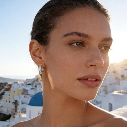D-Color VVS1 Moissanite Hoop Earrings for Women 925 Sterling Silver Earrings Emerald Cut Pave - style: 925 Sterling Silver-Emerald Moissanite 1