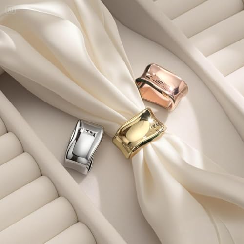 Silk scarf buckle for Women,Flat - Round Metal Scarf Ring Clip - 3 Pack Gold Silver Rose Gold Scarf Holder for Shawls Bandanas, Fashion Accessory