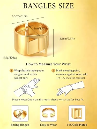 Exquisite and Stylish Gold Bracelet, Fashion Jewelry, Women's Gold Accessories – Ideal Gift for Mom, Wife or Girlfriend - style: Brushed Gold Geometric Wide Cuff Bracelet