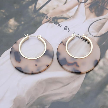 Acrylic Leopard Hoop Earrings Tortoise Shell Dangle Earrings Leopard Acrylic Hoop Drop Resin Large Geometric Round Studs Jewelry for Women