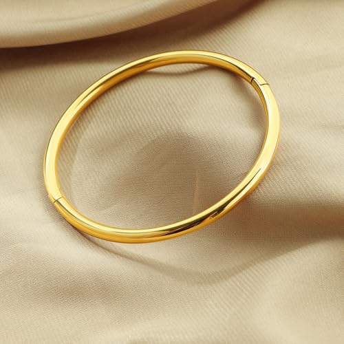 18K Gold Bangle Bracelets for Women 925 Sterling Silver Bracelets Bracelets Adjustable Boho Bracelets Stackble Cuff Bangle Bracelets for Men Women Chunky Gold Bangle Open Cuff Bracelets Christmas Gift - color: Bracelets-18