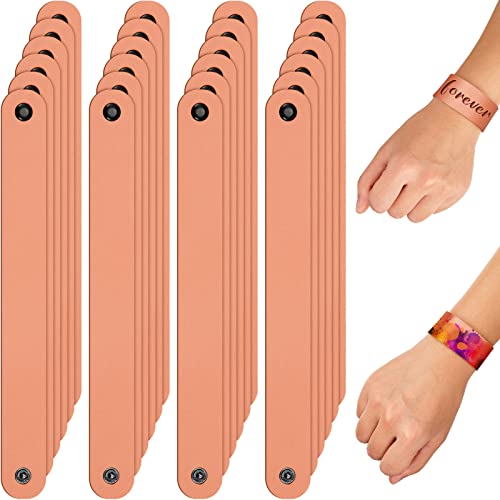 24 Pcs Plain PU Leather Bracelets Blank Snap Bracelets Wrist Cuffs DIY Craft Wristbands for Men Women Jewelry Making, 8.66 x 0.98 Inch, Leather Style