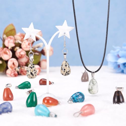 50Pcs Water Drop Stone Pendants Teardrop Healing Crystal Quartz Chakra Gemstone Rock Charms Random Mixed for Necklace Jewelry Making Hole: 2x7mm - color: 1-Mixed Color-Teardrop-Random*