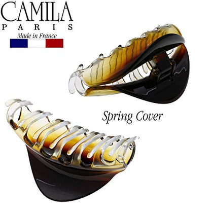 Camila Paris CP2379 French Hair Clips for Women, 3.75" Large Claw Clip Strong Hold All Day, Girl Large Claw Clips for Thick Hair, No Damage No Slip Flat Clip for Women. Made in France - color: Clear