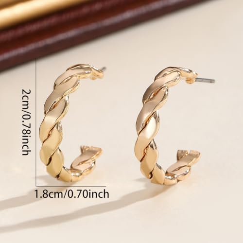 14K Gold Plated Hoop Earrings for Women Lightweight Hypoallergenic Fashion Accessories, Twisted Design Huggie Hoops Earring Jewelry Gift for Party Wedding Daily Wear 9g