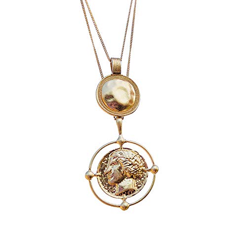 Doubnine Boho Layered Necklace Gold Medallion Coin Saint Charm Jewelry Retro Accessories for Women