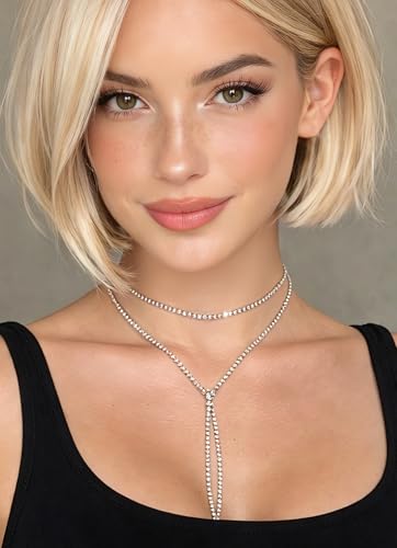 Rhinestone Chain Gold Body Chain Crystal Necklace Chain Body Accessories for Women - color: Silver body chain