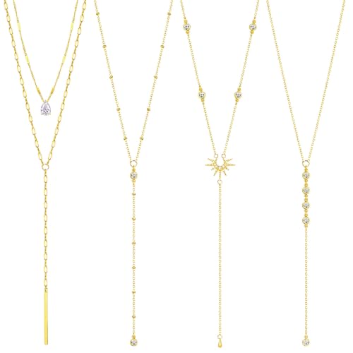 NEWITIN 6 Pieces Pendant Layered Necklaces for Women Gold Necklace Set | Hypoallergenic, Gold Plated, Cubic Zirconia, Cuban Link, Snake Chain, Stackable Chains Choker, Layering Necklace, Women Gifts - color: Gold Elegant