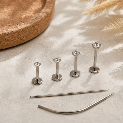 16G 18G 20G Hypoallergenic Threadless Flat Back Nose Studs Women | Medical Steel, CZ 1.5-3mm, Nostril Tragus Helix Piercing, A Secure Fit And Everyday Wear For Sensitive Skin - color: Silver-A