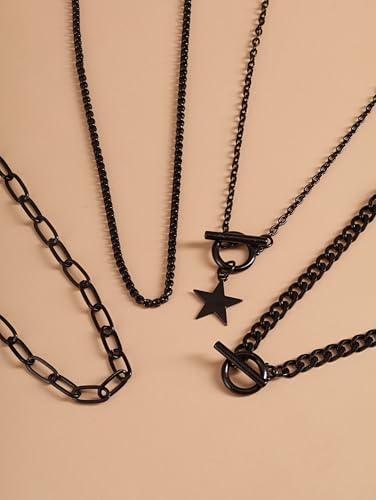 Sacina Goth Layered Star Choker Necklace, Gothic Punk Grunge Emo Necklace, Christmas Jewelry Gift for Women - color: Black